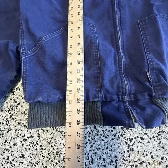 Vintage Walls Duck Canvas Jacket Hooded Full Zip Large Lined Blue Workwear 90s